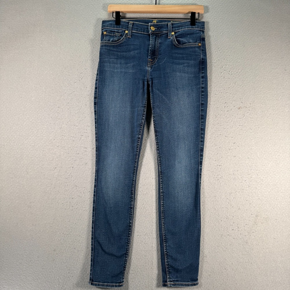 7 For All Mankind The Ankle Skinny Jeans Women 27 Blue Medium Wash Comfort Denim